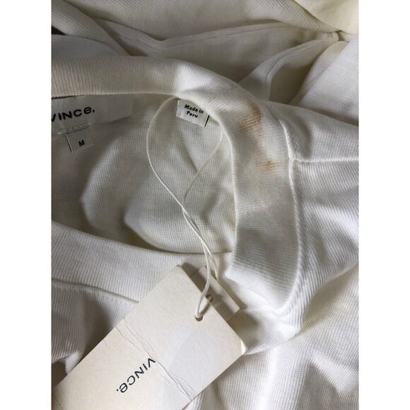 Vince Tie Waist T Shirt Dress Short Sleeve Cotton Mini Optic White NWT Medium - Picture 8 of 11